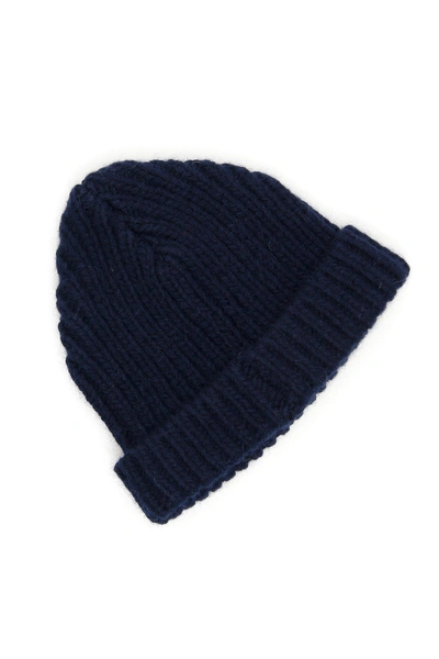 Shop Marni Ribbed Turn Up Beanie In Navy