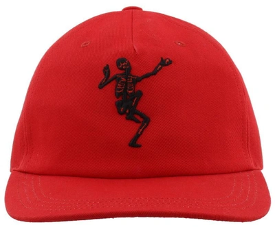 Shop Alexander Mcqueen Dancing Skeleton Cap In Red