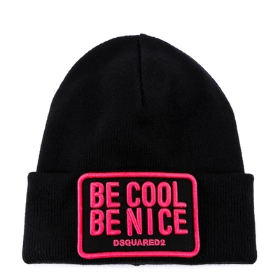 Shop Dsquared2 Be Cool Be Nice Beanie Hat In Pink