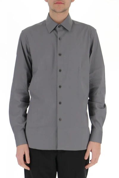 Shop Prada Stretch Cotton Shirt In Grey