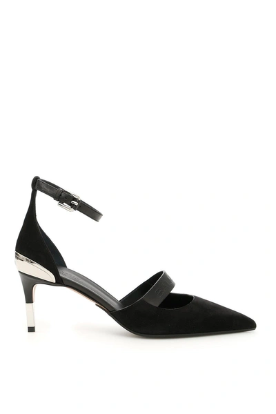 Shop Balmain Logo Strap Heeled Pumps In Black