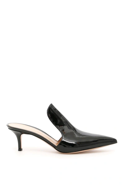 Shop Gianvito Rossi Patent Leather Mules In Black