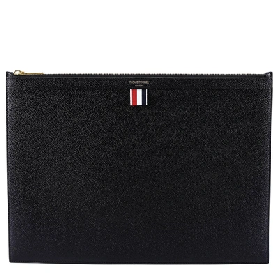 Shop Thom Browne Leather Laptop Cover In Black
