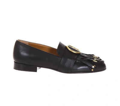 Shop Chloé Olly Tasseled Loafers In Black