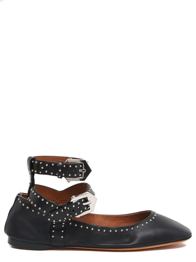 Shop Givenchy Buckle Strap Ballet Flats In Black