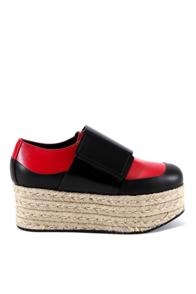 Shop Marni Velcro Strap Platform Espadrilles In Red