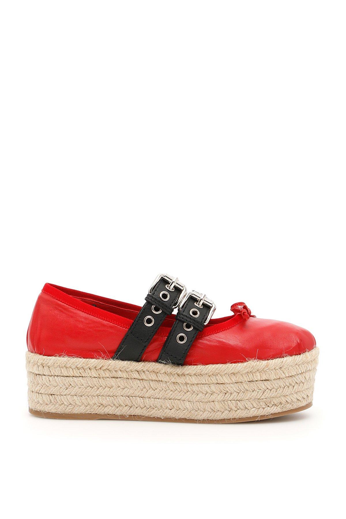 Henstilling Spil Centimeter Miu Miu Platform Buckled Ballerina Shoes In Red | ModeSens