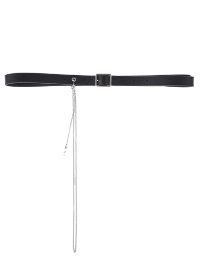 Shop Dries Van Noten Leather Chain Tassel Belt In Black