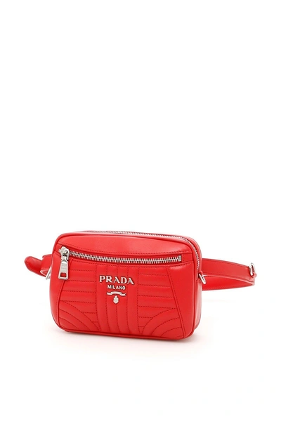 Shop Prada Quilted Belt Bag In Red