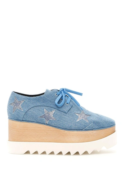 Shop Stella Mccartney Denim Star Elyse Platform Shoes In Blue