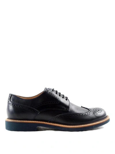 Shop Tod's Contrasting Leather Brogue Shoes In Blu