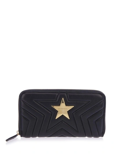 Shop Stella Mccartney Star Quilted Wallet In Black