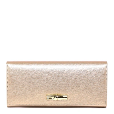 Shop Longchamp Long Flap Wallet In Gold