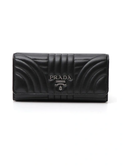 Shop Prada Diagramme Quilted Wallet In Black