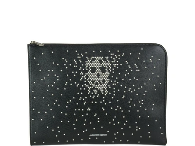 Shop Alexander Mcqueen Studded Skull Clutch In Black