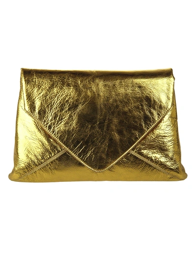 Shop Dries Van Noten Envelope Metallic Clutch Bag In Gold