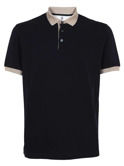 Shop Brunello Cucinelli Contrast Collar Polo Shirt In Blue