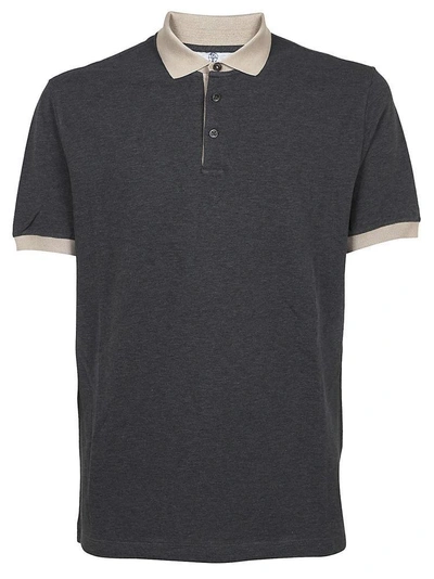 Shop Brunello Cucinelli Contrast Collar Polo Shirt In Grey