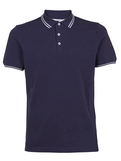 Shop Brunello Cucinelli Striped Collar Polo Shirt In Blue