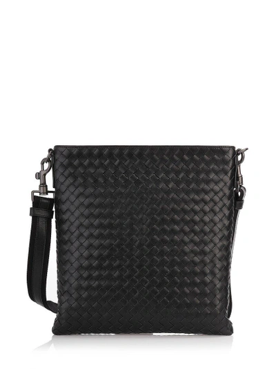 Shop Bottega Veneta Woven Leather Messenger Bag In Black