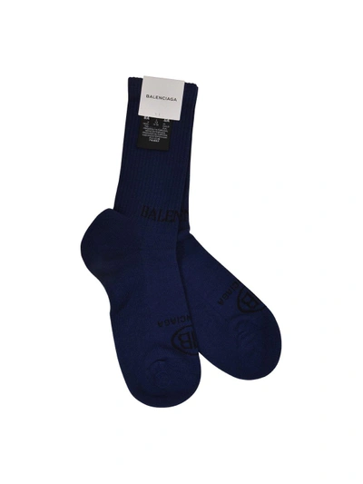 Shop Balenciaga Socks In Navy