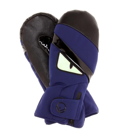 Shop Fendi Ski Monster Gloves In Blue