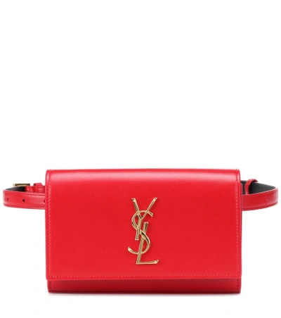 Shop Saint Laurent Kate Leather Belt Bag In Red