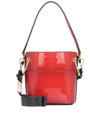 Shop Chloé Roy Patent Leather Bucket Bag In Red