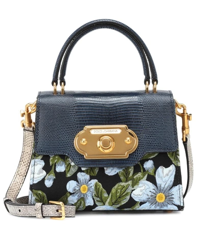 Shop Dolce & Gabbana Welcome Leather Shoulder Bag In Blue