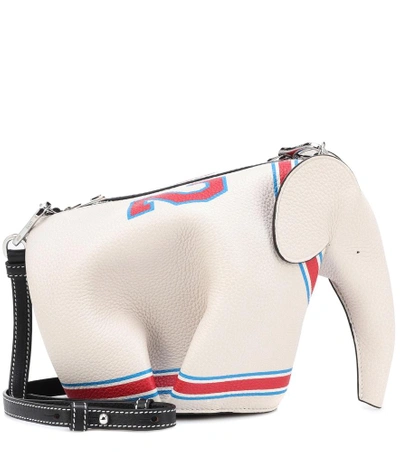 Shop Loewe Elephant Leather Shoulder Bag In White