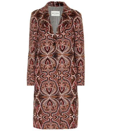 Shop Etro Wool And Mohair-blend Coat In Brown