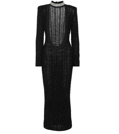 Shop Balmain Crystal-embellished Dress In Black
