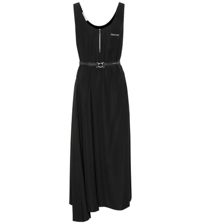 Shop Prada Jersey Midi Dress In Black
