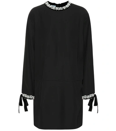 Shop Prada Crystal-embellished Minidress In Black