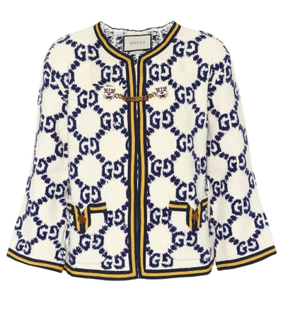 Shop Gucci Wool, Silk And Linen Cardigan In White