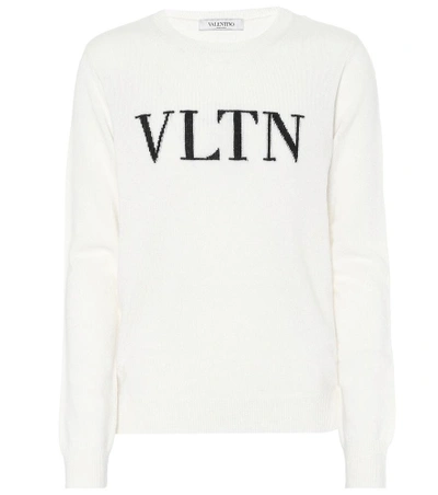 Shop Valentino Cashmere And Wool-blend Sweater In White