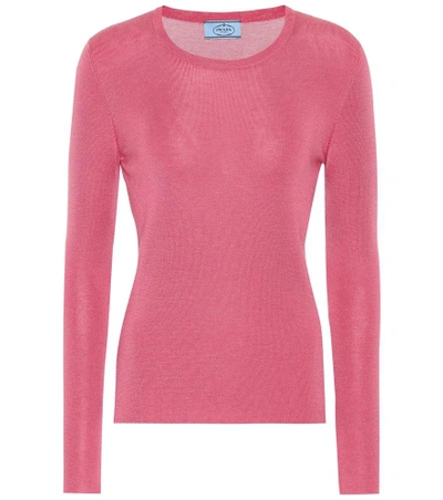 Shop Prada Cashmere And Silk Sweater In Pink