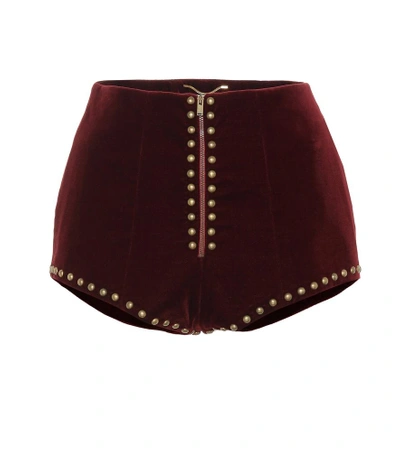 Shop Saint Laurent Studded Velvet Shorts In Female