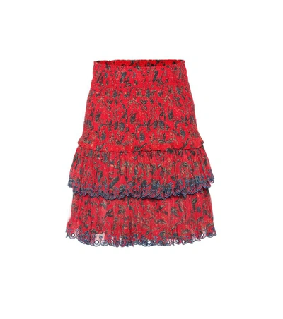 Shop Isabel Marant Étoile Naomi Printed Cotton Miniskirt In Red