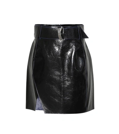 Shop Mugler Leather Miniskirt In Black