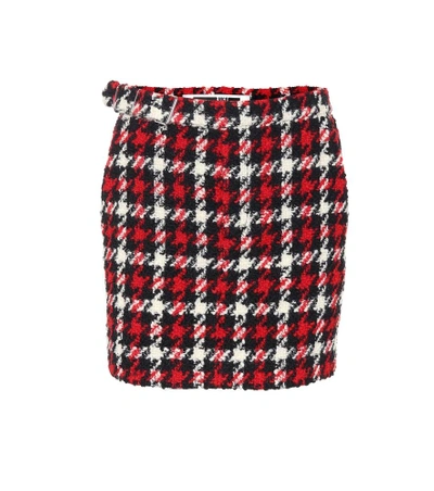 Shop Mcq By Alexander Mcqueen Houndstooth Wool-blend Skirt In Red