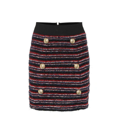 Shop Balmain Bouclé Miniskirt In Multicoloured