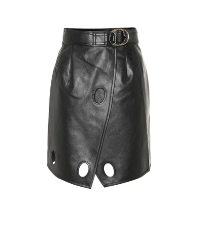 Shop Self-portrait Faux Leather Wrap Skirt In Black