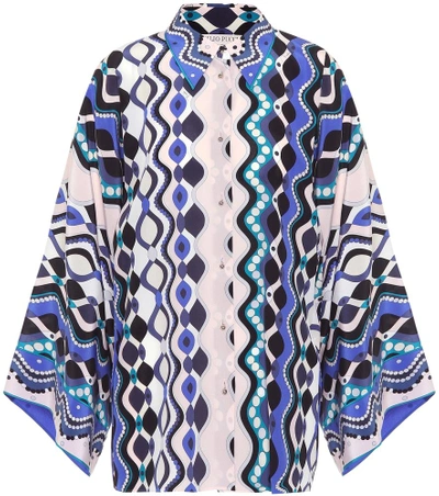 Shop Emilio Pucci Printed Silk Shirt In Blue