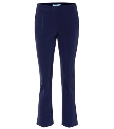 Shop Prada Cropped Crêpe Pants In Blue