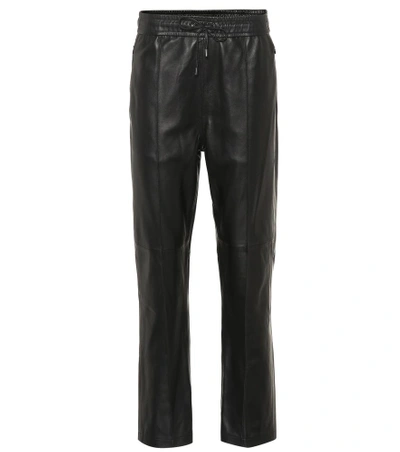 Shop Isabel Marant Coya Leather Trackpants In Black