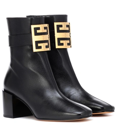 Shop Givenchy 4g Leather Ankle Boots In Black