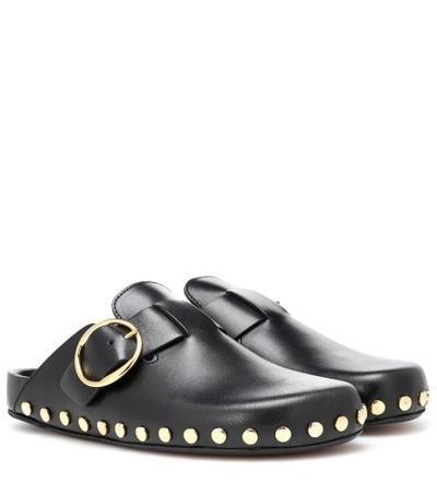 Shop Isabel Marant Mirvin Studded Leather Slippers In Black