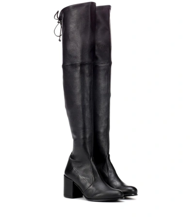 Shop Stuart Weitzman Tieland Leather Over-the-knee Boots In Black