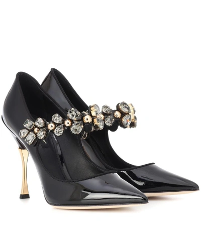 Shop Dolce & Gabbana Crystal-embellished Leather Pumps In Black